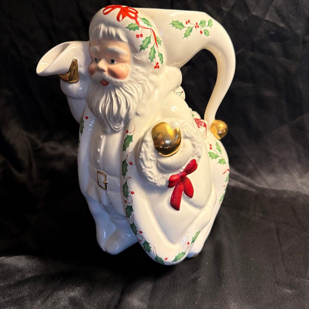 Vintage 1999 Lenox Porcelain Holiday Santa Collection Pitcher